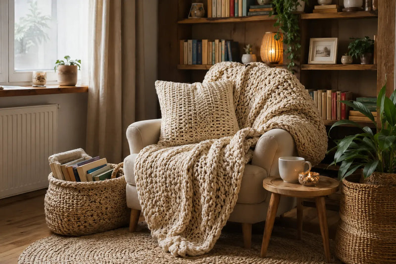 Créer un coin lecture cosy avec des accessoires crochetés main