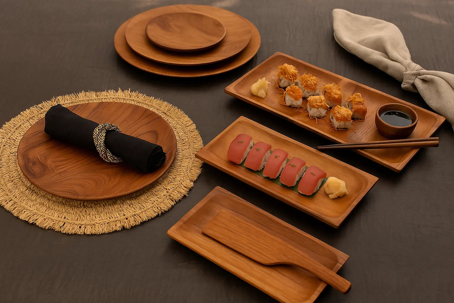 Assiettes en bois
