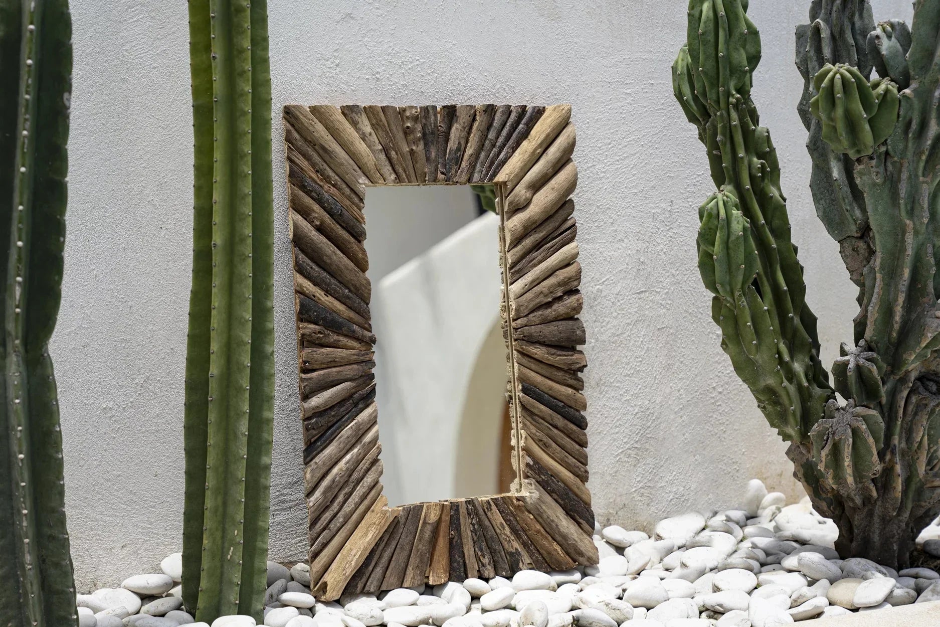 Miroir rectangulaire en bois flotté