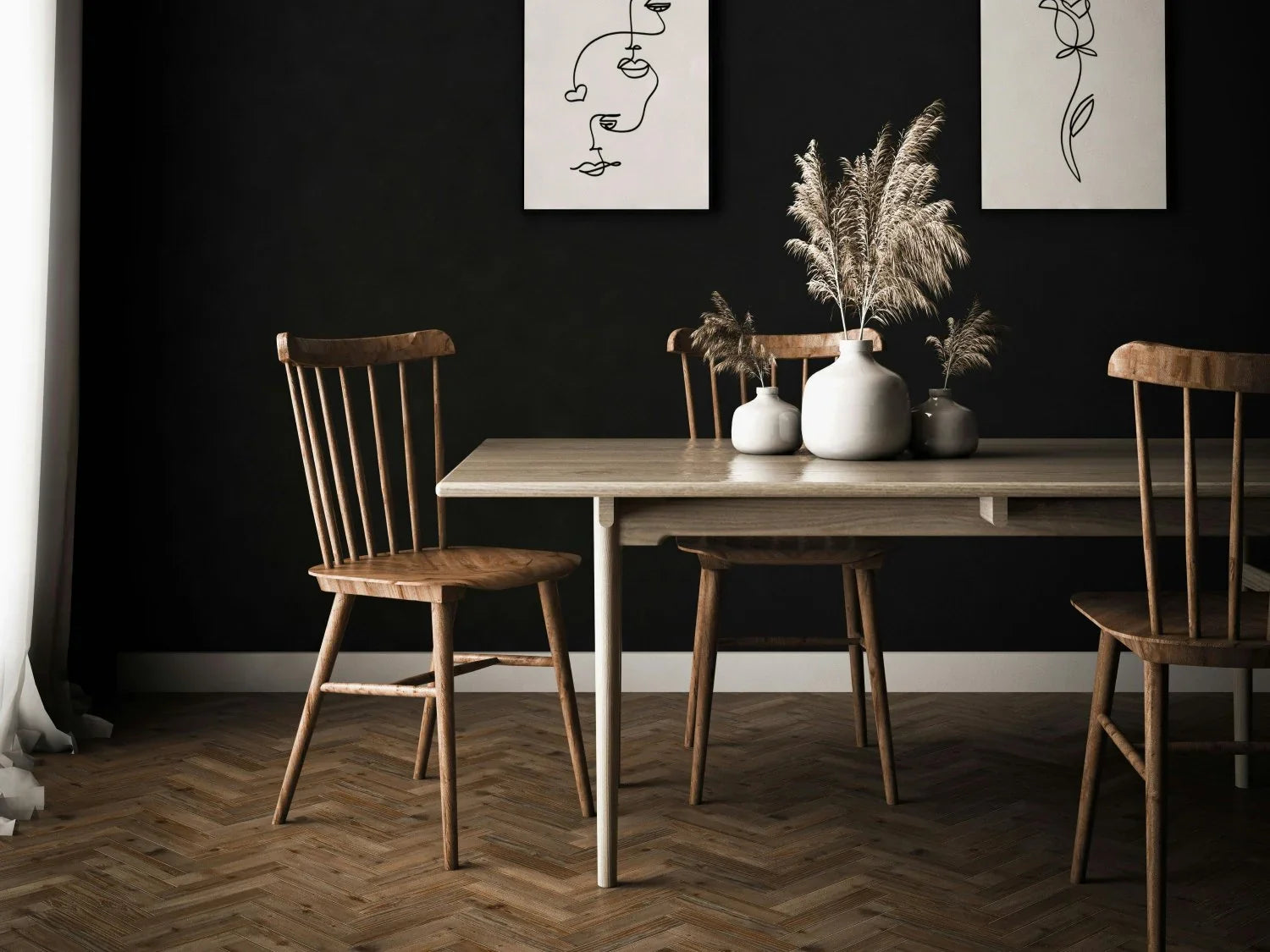 Table à manger bohème dans un salon chic