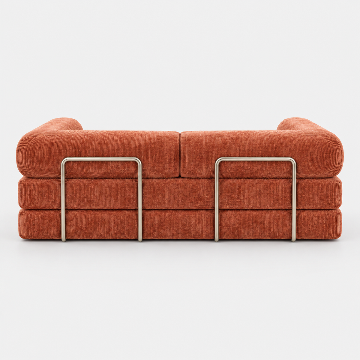Canapé Compressé Convertible 3 places ATLAS - Tissu Chenille Corail Clair