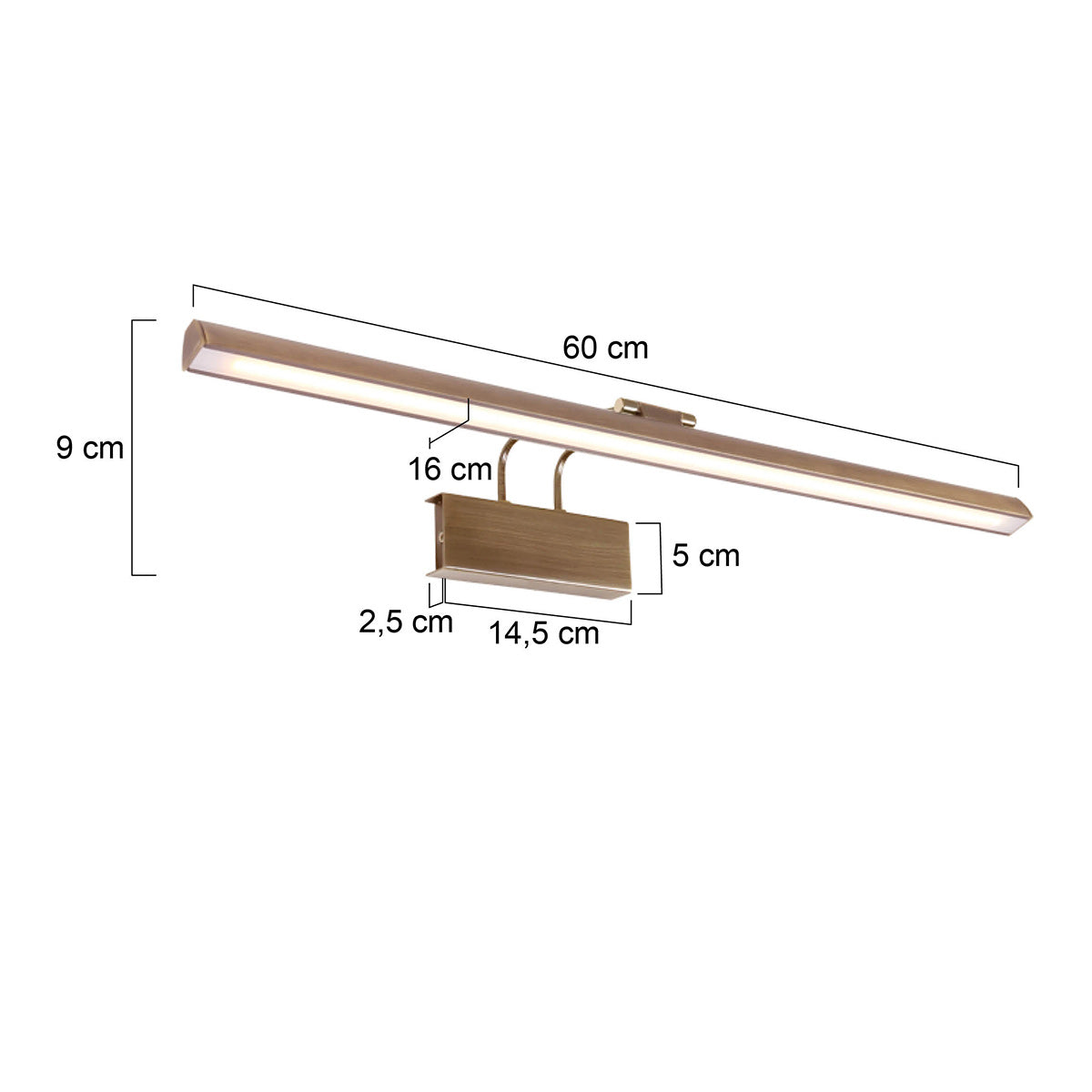 Applique murale dorée LED orientable en métal brossé – 60 cm