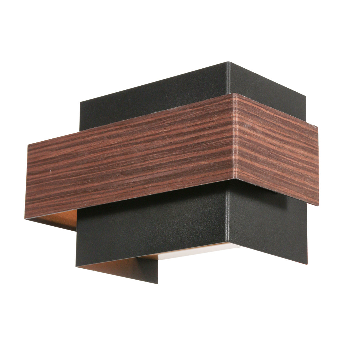 Applique murale rectangulaire noire effet bois pour salon – 15x12,5 cm