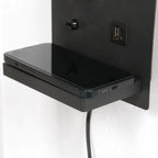 Applique murale noire en métal avec chargeur sans fil et ports USB