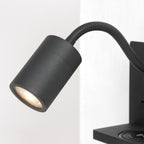 Applique murale noire en métal avec chargeur sans fil et ports USB