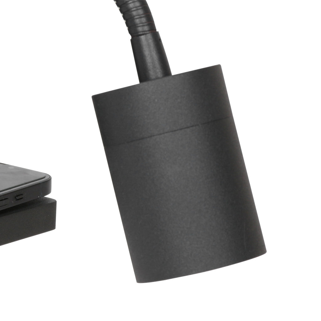 Applique murale noire en métal avec chargeur sans fil et ports USB