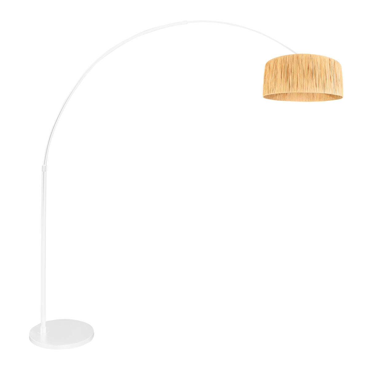 Lampadaire arc blanc fibres naturelles salon – Ø50 cm