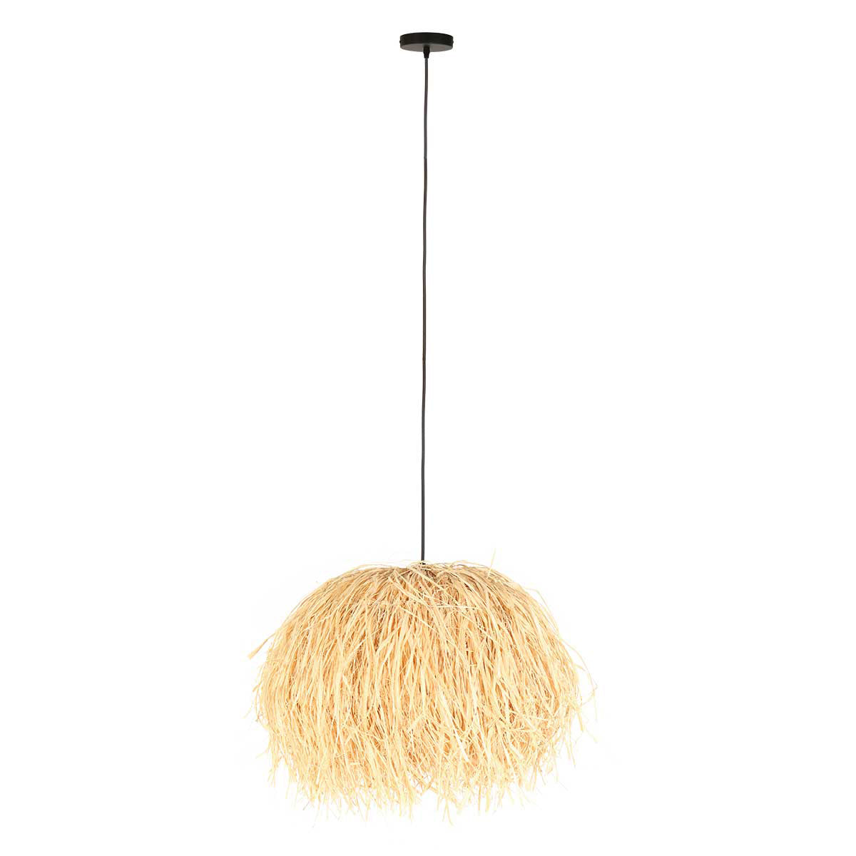 Suspension en fibres naturelles beige finition frangée – Ø53 cm