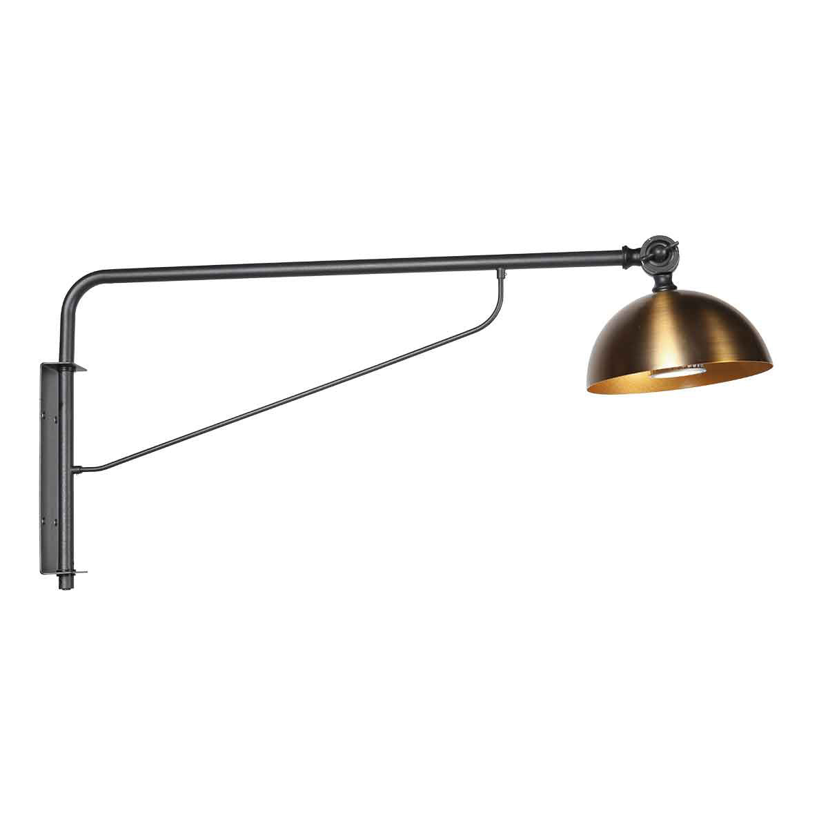 Applique murale en métal noir et bronze à bras articulé – 68 cm