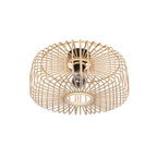 Plafonnier ajouré en bambou naturel avec base noire – Ø40 cm