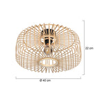 Plafonnier ajouré en bambou naturel avec base noire – Ø40 cm