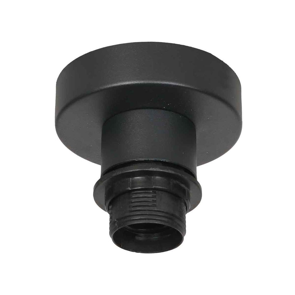 Plafonnier ajouré en bambou naturel avec base noire – Ø40 cm
