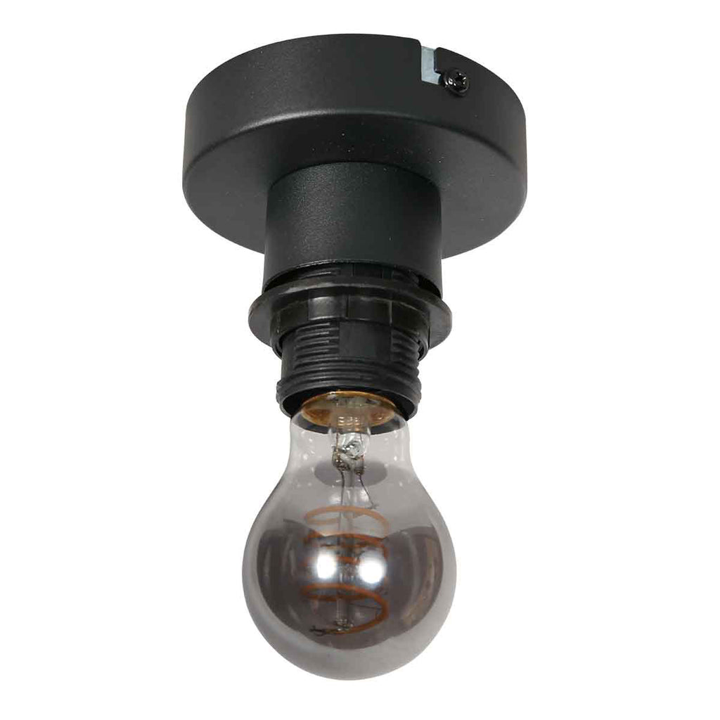 Plafonnier ajouré en bambou naturel avec base noire – Ø40 cm