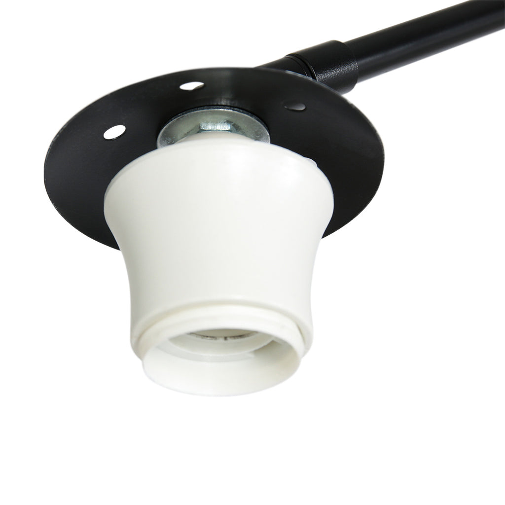 Lampadaire arc métal noir abat-jour bambou naturel ajouré – H240 cm