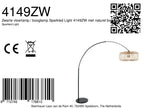 Lampadaire arc métal noir abat-jour bambou naturel ajouré – H240 cm
