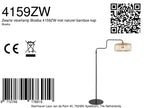 Lampadaire en métal noir abat-jour rotin naturel orientable – H165 cm