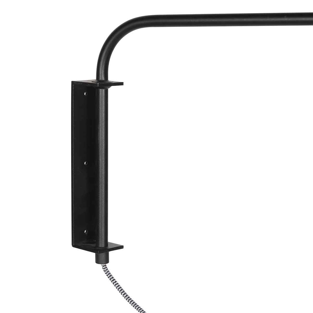 Applique murale bambou et métal noir avec bras pivotant – Ø30 cm