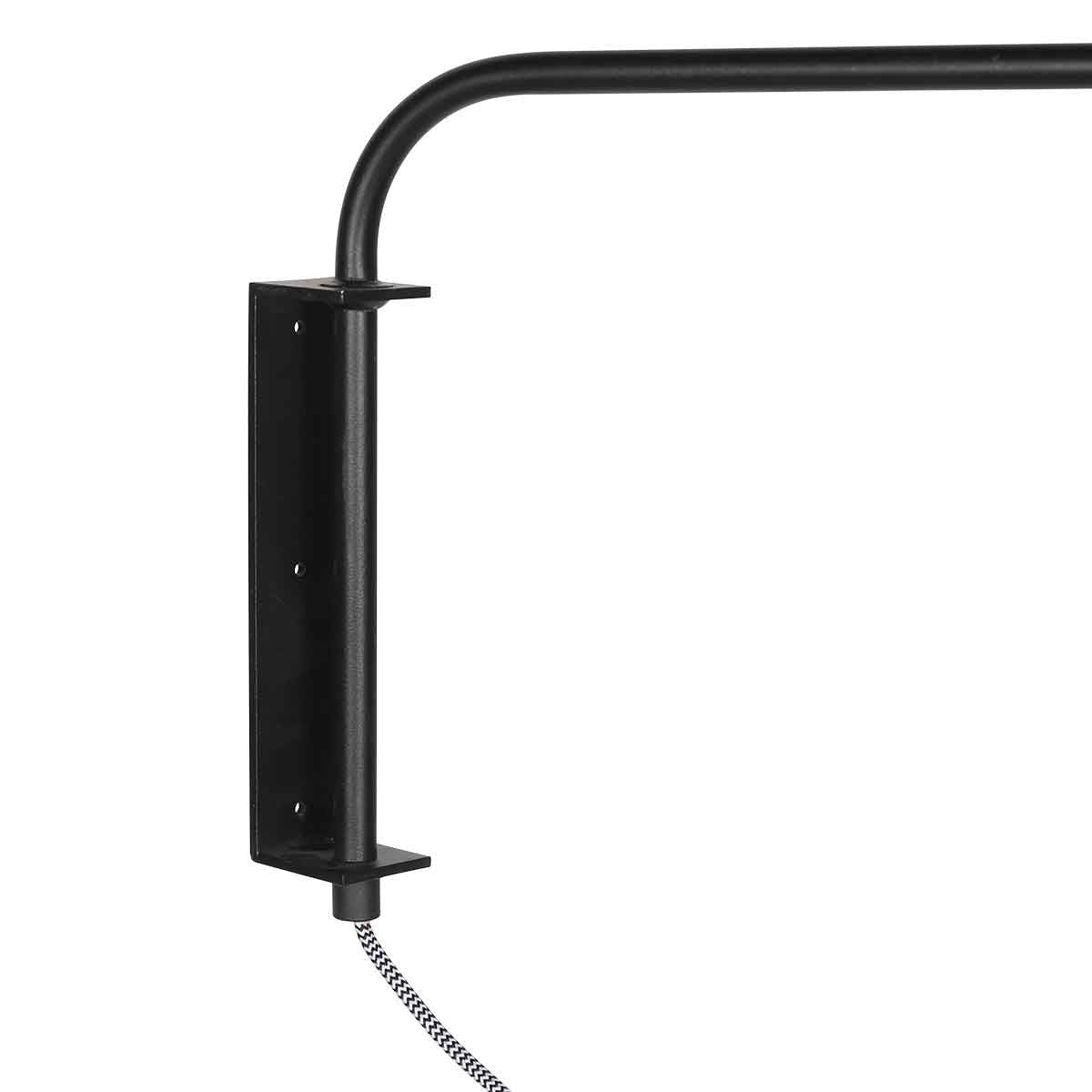 Applique murale bambou et métal noir avec bras pivotant – Ø30 cm