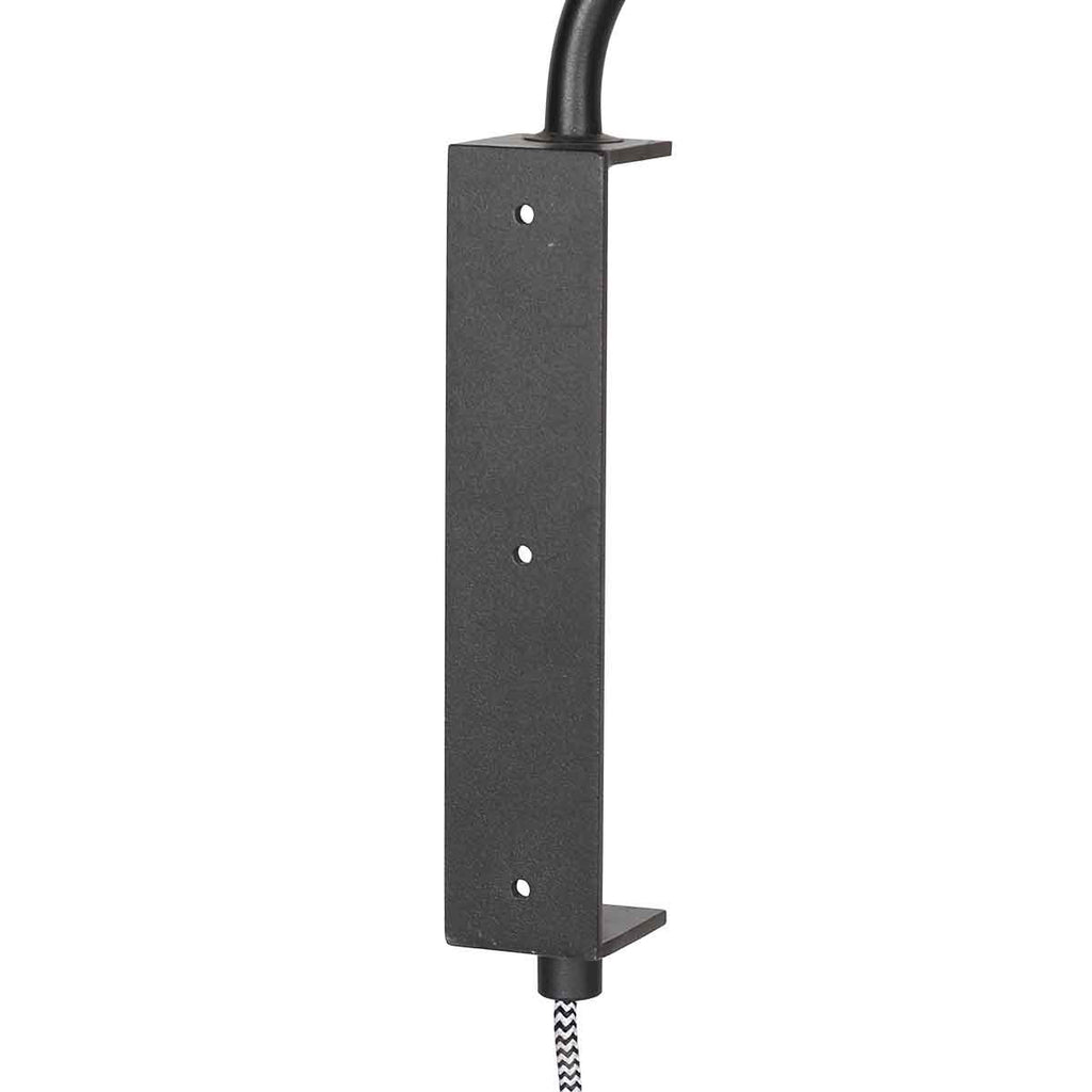 Applique murale bambou et métal noir avec bras pivotant – Ø30 cm