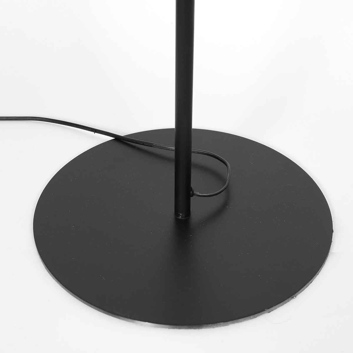Lampadaire noir avec abat-jour tressé naturel et bras orientable – H165 cm