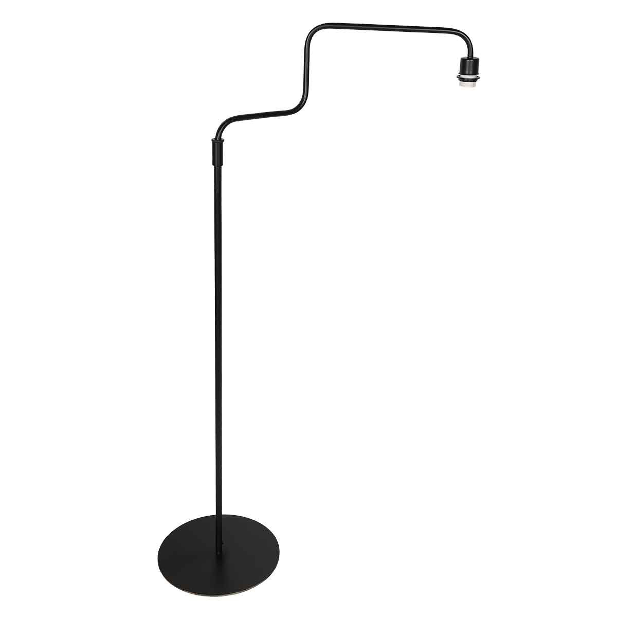 Lampadaire noir avec abat-jour tressé naturel et bras orientable – H165 cm