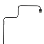 Lampadaire noir avec abat-jour tressé naturel et bras orientable – H165 cm