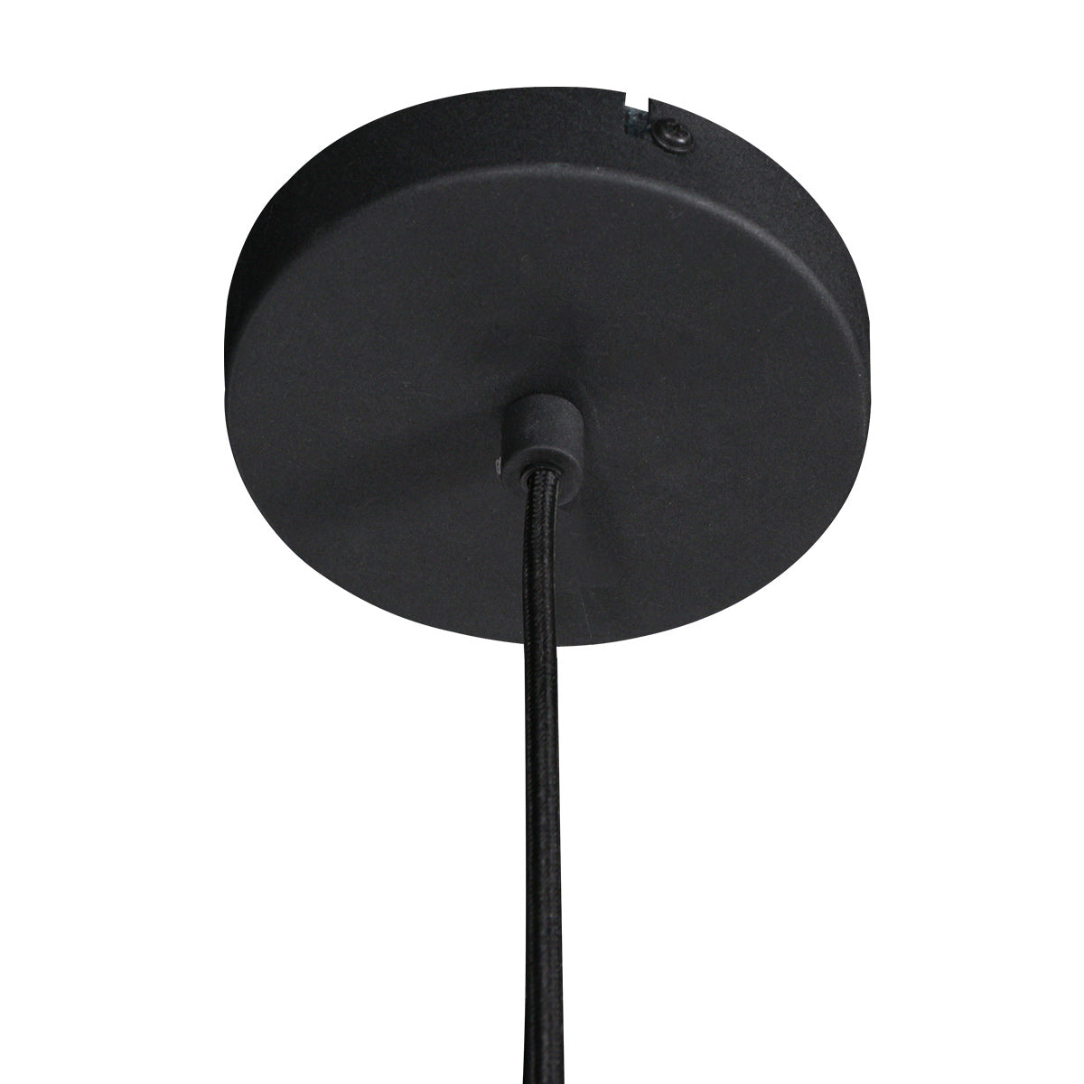 Suspension en lin noir rond avec fibres apparentes – Ø45 cm