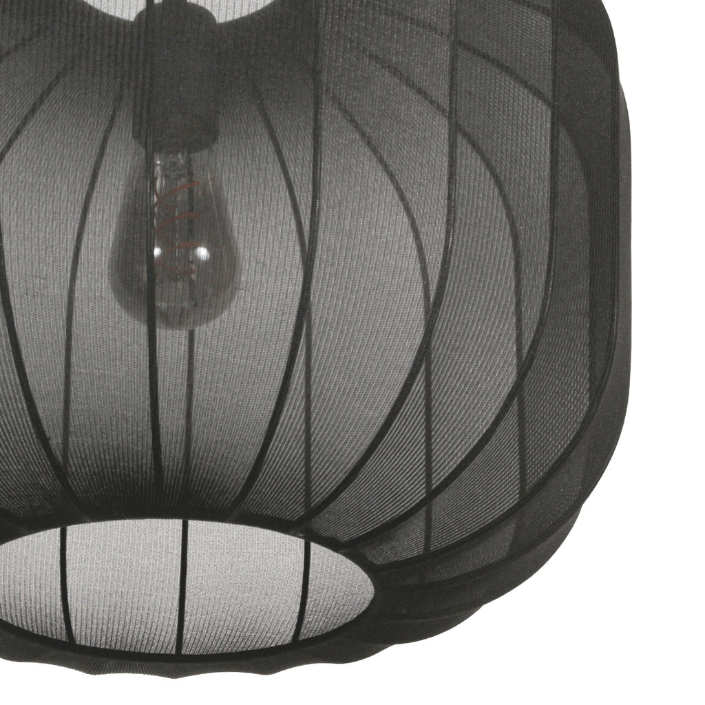Suspension en lin noir rond avec fibres apparentes – Ø45 cm