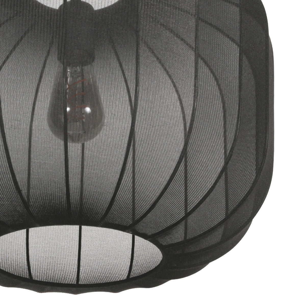 Suspension en lin noir rond avec fibres apparentes – Ø45 cm