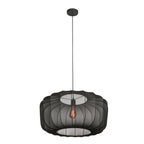 Suspension ovale en maille noire ampoule vintage visible – Ø60 cm