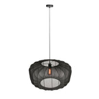 Suspension ovale en maille noire ampoule vintage visible – Ø60 cm