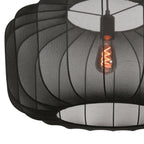Suspension ovale en maille noire ampoule vintage visible – Ø60 cm