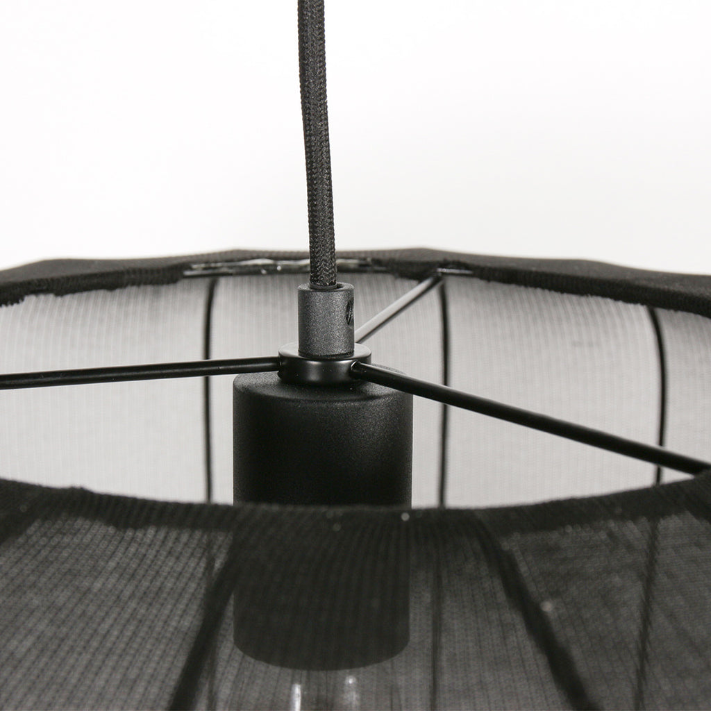 Suspension ovale en maille noire ampoule vintage visible – Ø60 cm