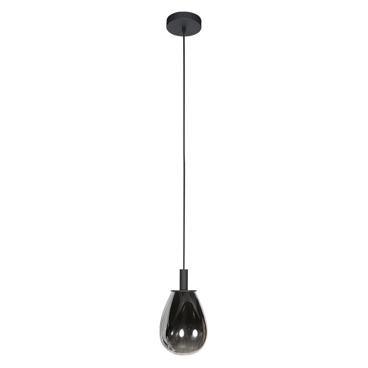 Suspension en verre fumé noir forme goutte pour salle à manger – Ø14,5 cm