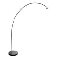 Lampadaire arc en métal noir avec abat-jour tressé en bambou – Ø50 cm