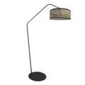 Lampadaire en métal noir à bras déporté avec abat-jour cannage – H173 cm