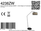 Lampadaire en métal noir à bras déporté avec abat-jour cannage – H173 cm