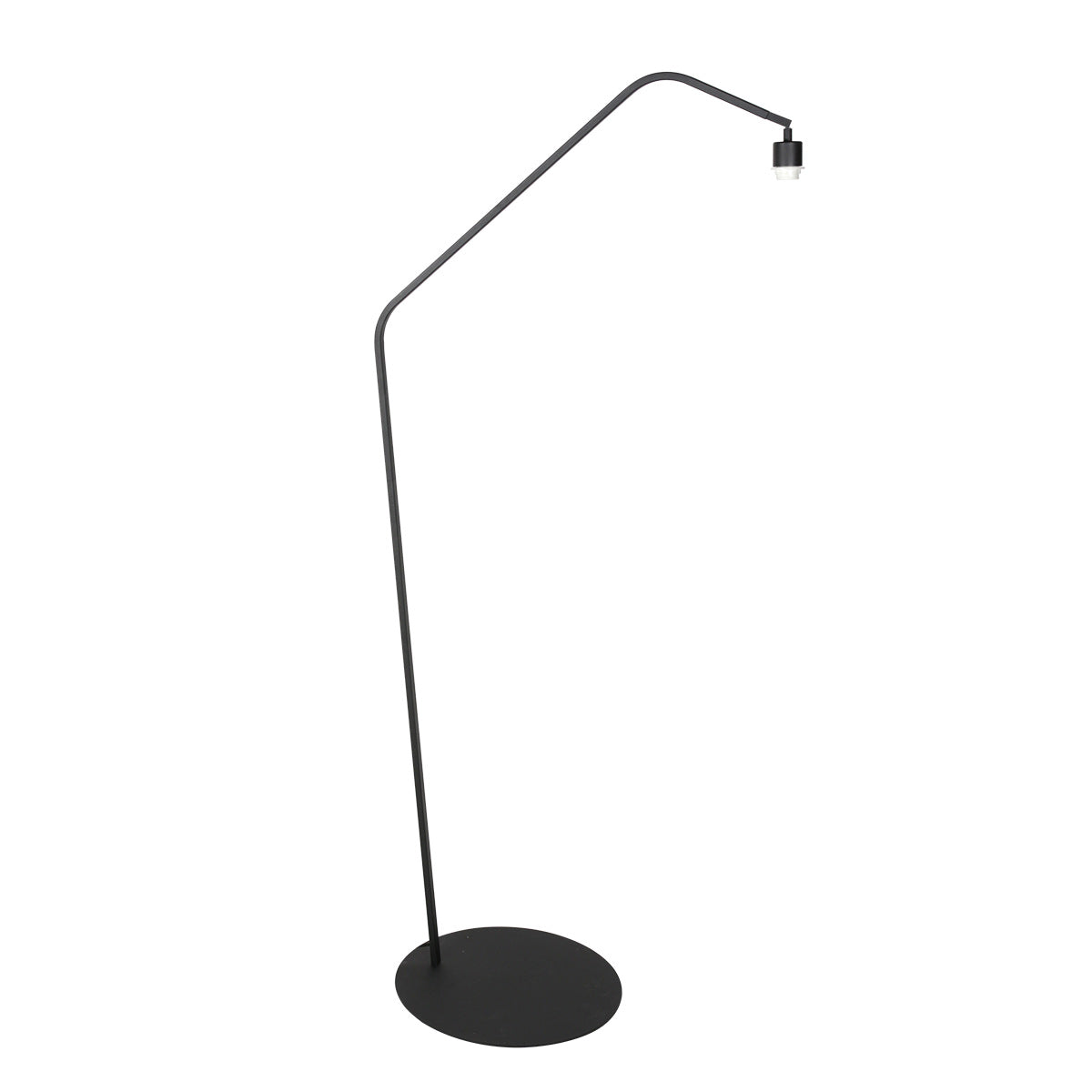 Lampadaire en métal noir à bras déporté avec abat-jour cannage – H173 cm