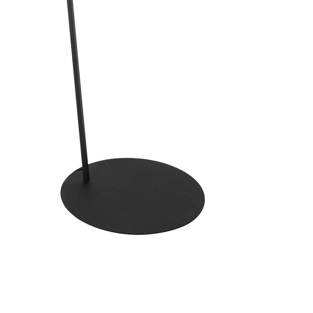 Lampadaire en métal noir à bras déporté avec abat-jour cannage – H173 cm