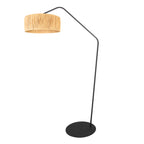 Lampadaire en métal noir avec abat-jour naturel tressé – H173 cm