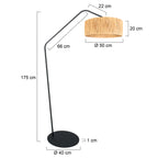 Lampadaire en métal noir avec abat-jour naturel tressé – H173 cm