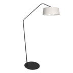 Lampadaire en métal noir bras déporté abat-jour écru – H173 cm
