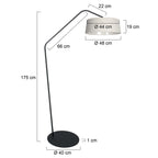 Lampadaire en métal noir bras déporté abat-jour écru – H173 cm