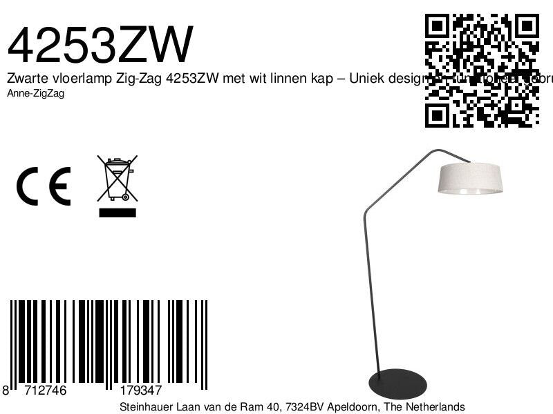 Lampadaire en métal noir bras déporté abat-jour écru – H173 cm