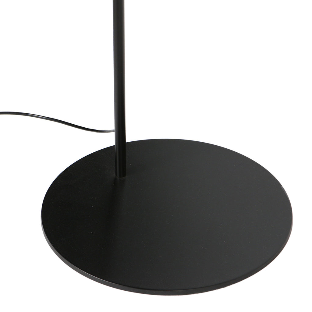 Lampadaire arqué en métal noir abat-jour lin beige cylindrique – H193 cm