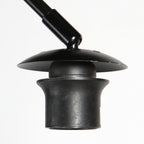 Lampadaire arqué en métal noir abat-jour lin beige cylindrique – H193 cm