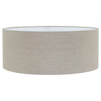 Lampadaire arqué en métal noir abat-jour lin beige cylindrique – H193 cm