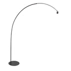 Lampadaire arqué en métal noir abat-jour lin beige cylindrique – H193 cm