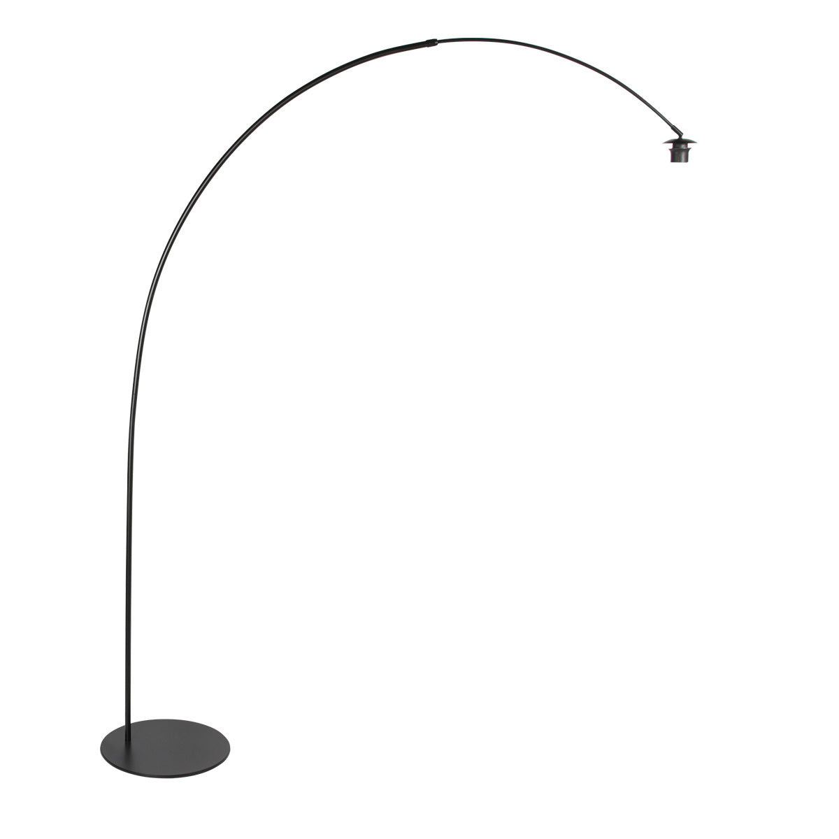 Lampadaire arqué en métal noir abat-jour lin beige cylindrique – H193 cm