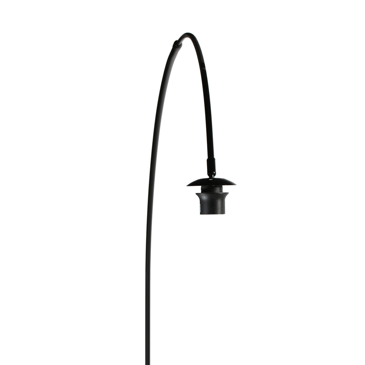 Lampadaire arqué en métal noir abat-jour lin beige cylindrique – H193 cm